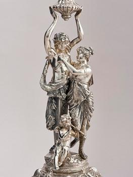 Lale Silverware & Co Ltd, femarmade kandelabrar, tre stycken, sterling silver, Istanbul, Turkiet 1900-tal.