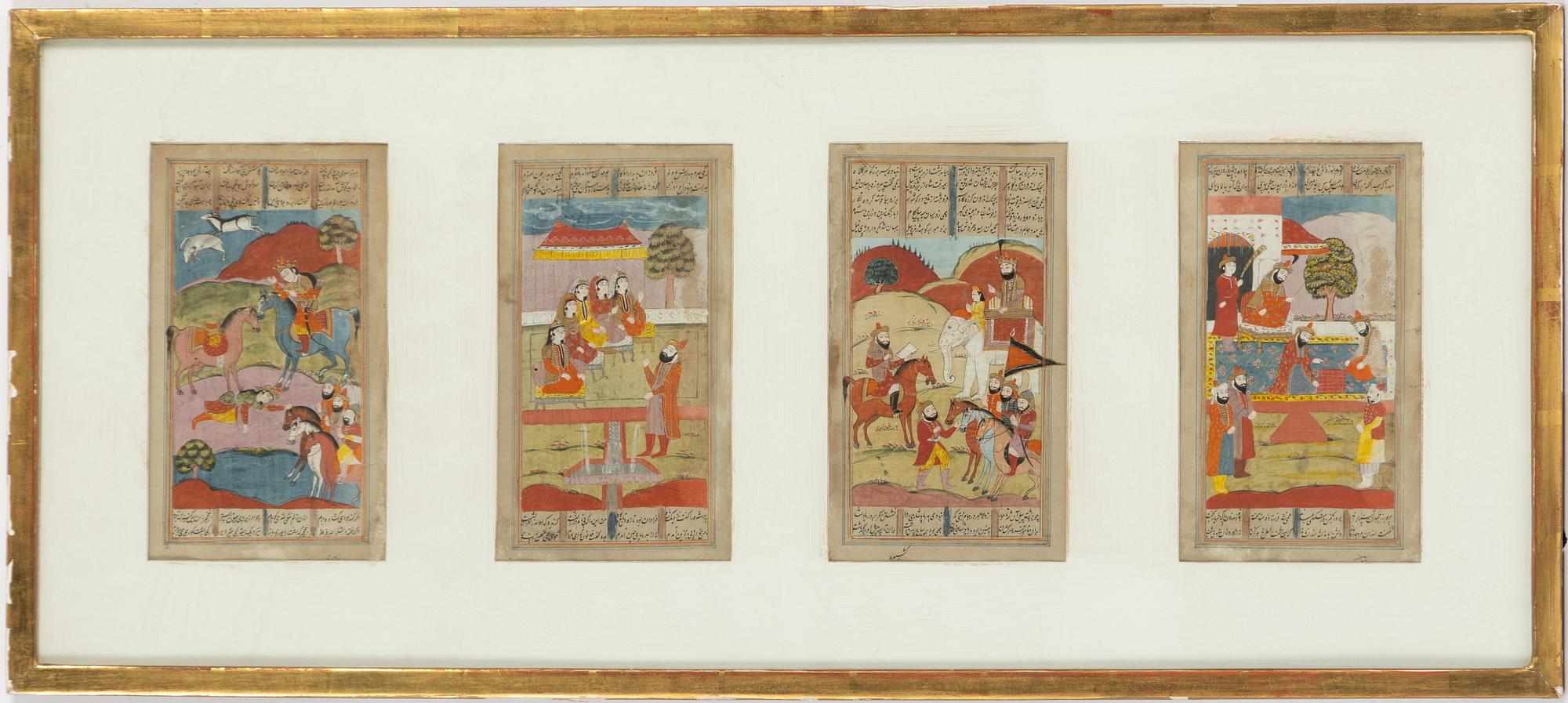Figurscener, 4 st Mogul-stil, Iran Qajardynastin.