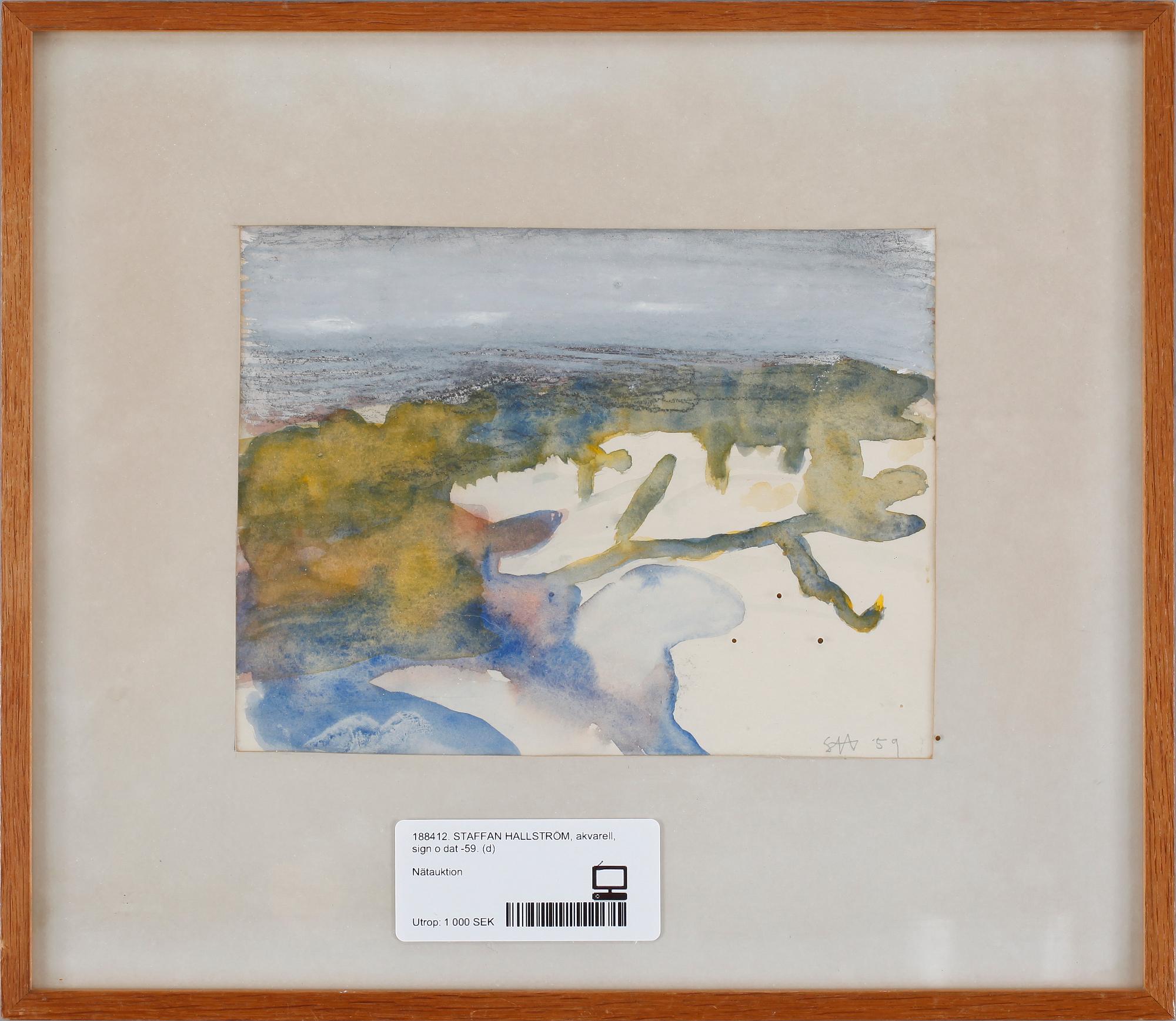 STAFFAN HALLSTRÖM, akvarell, sign o dat -59.