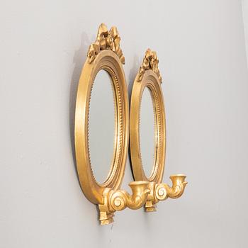 Spegellampetter ett par gustaviansk stil, 1900-tal.