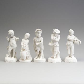 FIVE PARIAN FIGURES, Gustafsberg, ca 1900.