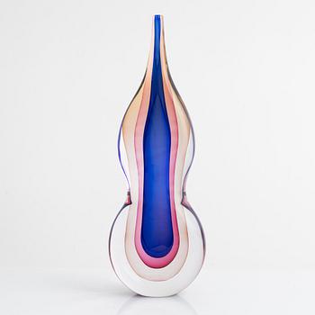 Micke Johansson, vase, glass, unique, signed, 2009.