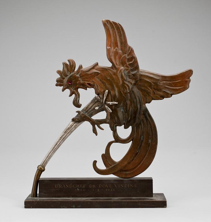 OKÄND KONSTNÄR, skulptur, delvis brons, 1940-tal. Gjutarmärkt L Rasmussen Köpenhamn.