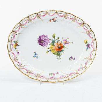 Royal Copenhagen, a lattice bowl and stand, 'Saxon Flower', Denmark, 1889-1922.