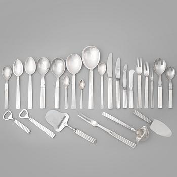 177. Sigvard Bernadotte, a set of 111 pieces "Bernadotte" sterling and stainsless steel flatware, Georg Jensen, Copenhagen 1945-77.