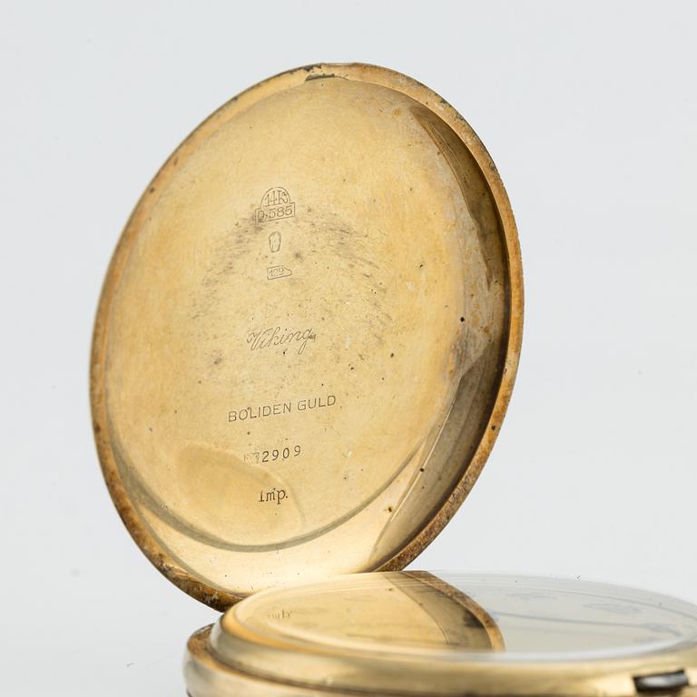 Viking, pocket watch, 14K gold, "Boliden Guld", hunter case, 51.5 mm.