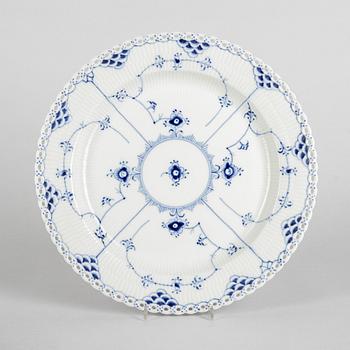 A large 'Blue Fluted Full Lace' porcelain dish, Royal Copenhagen, model number 1041, 1968.