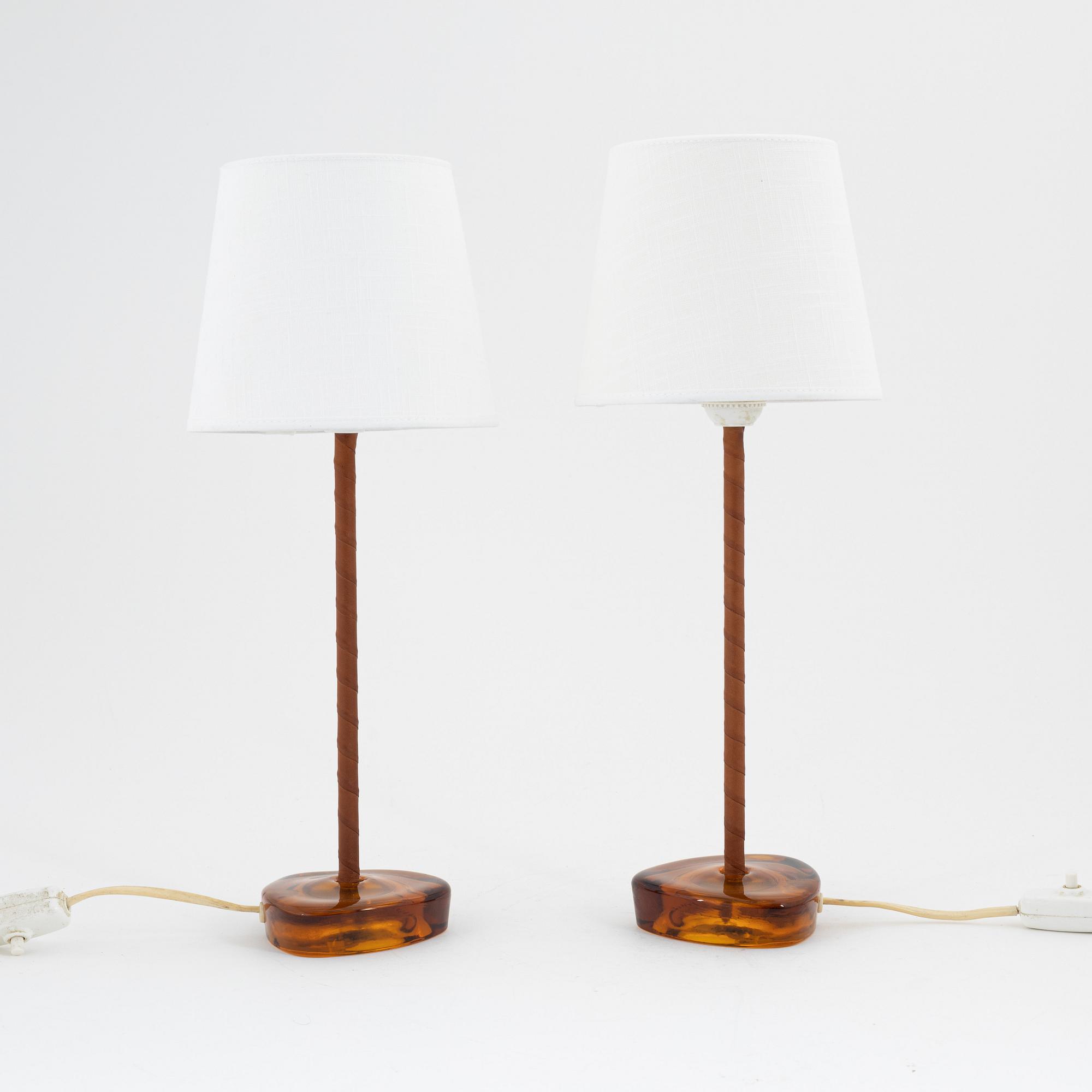 A pair of table lamps from Nybro, 1970's.