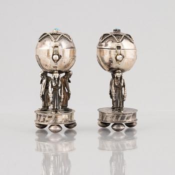 Salt and pepper shakers, a pair, silver, Russia 1884.