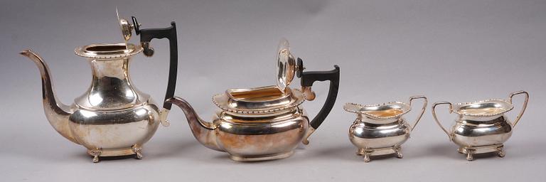 TE- OCH KAFFESERVIS, 4 delar, silver, Viners Ltd, Sheffield, 1937-8.