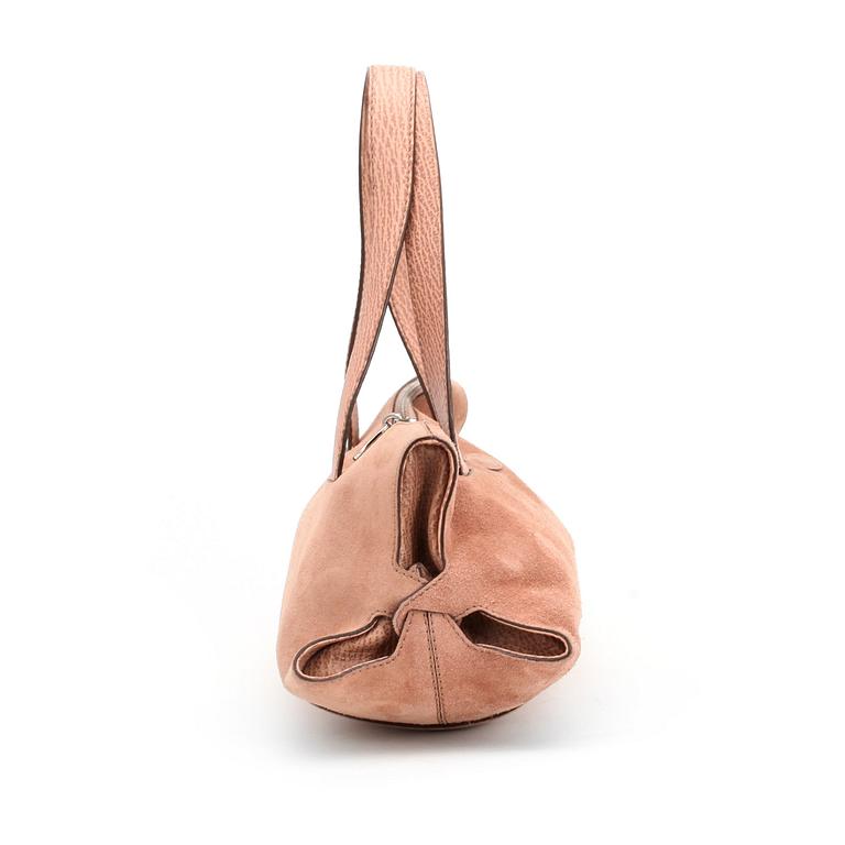 TOD'S, a pale pink suede handbag.