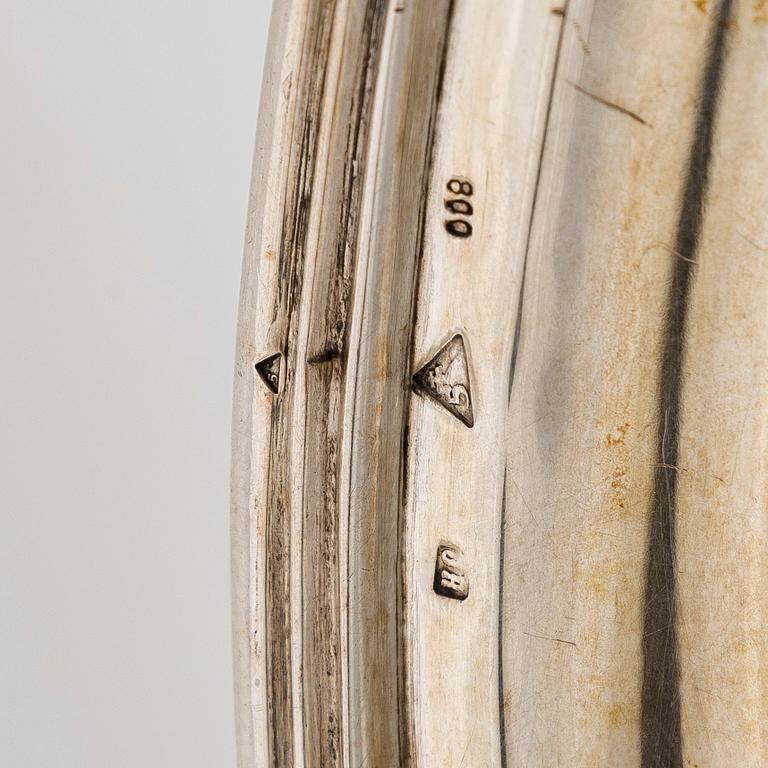 Serving platter, silver, Czechoslovakia, and twelve serving utensils, Alexander Sturm, Austria-Hungary, 1867-1941.