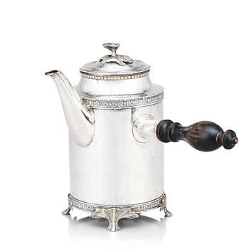 242. A Swedish Gustavian 18th century silver coffee-pot, mark of Petter Eneroth, Stockholm 1792.