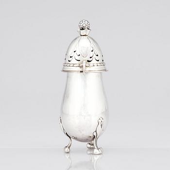 Georg Jensen, an 830/1000 silver sugar castor, Copenhagen, Denmark, ca 1915-1919, design nr 69.
