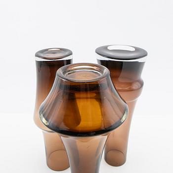 Tamara Aladin, vaser, 3 st, glas, Riihimäen Lasi, Finland, 1960/70-tal.