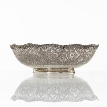 A Persian silver bowl and a silver bucket, 20th century.