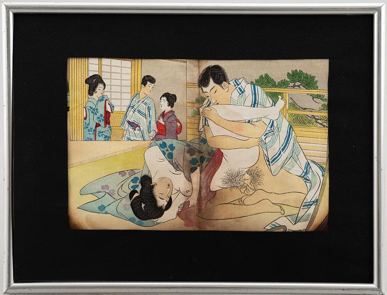 Unidentified artist, Shunga motif, Japan, first half of the 20th century.