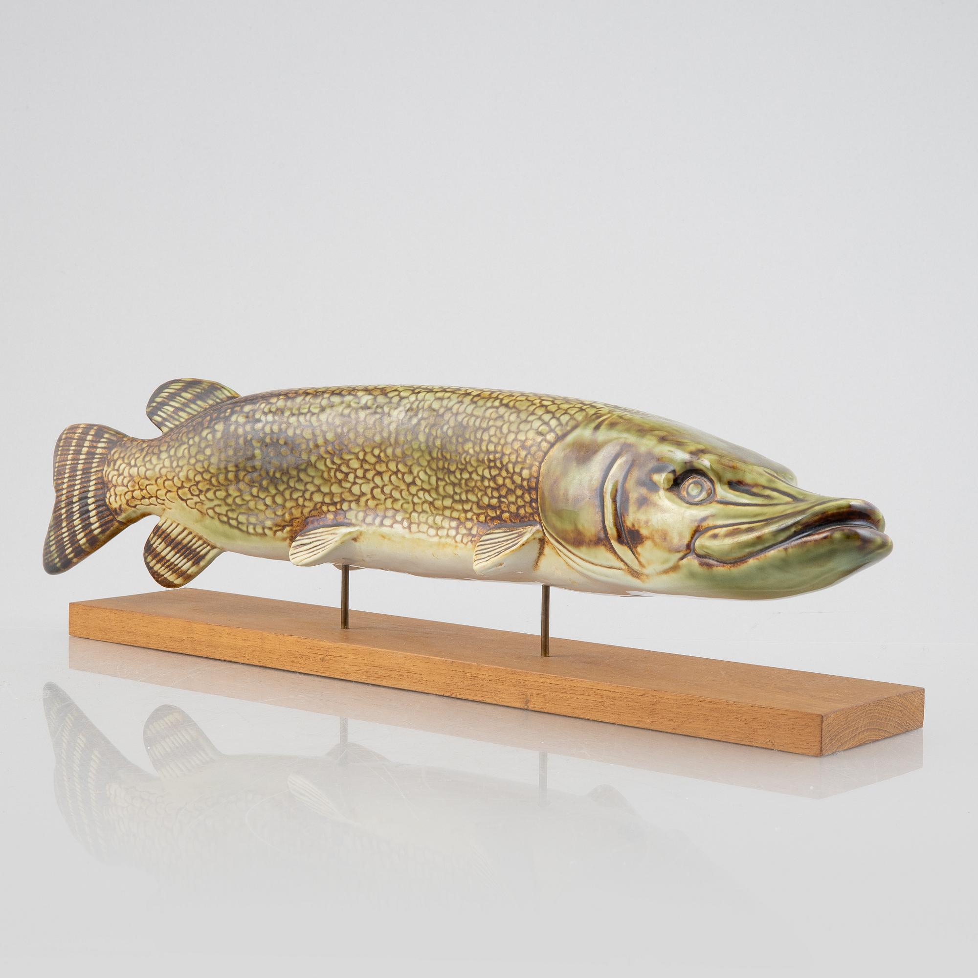 Sven Wejsfelt, a stoneware pike figurine/sculpture, Gustavsberg, Sweden.