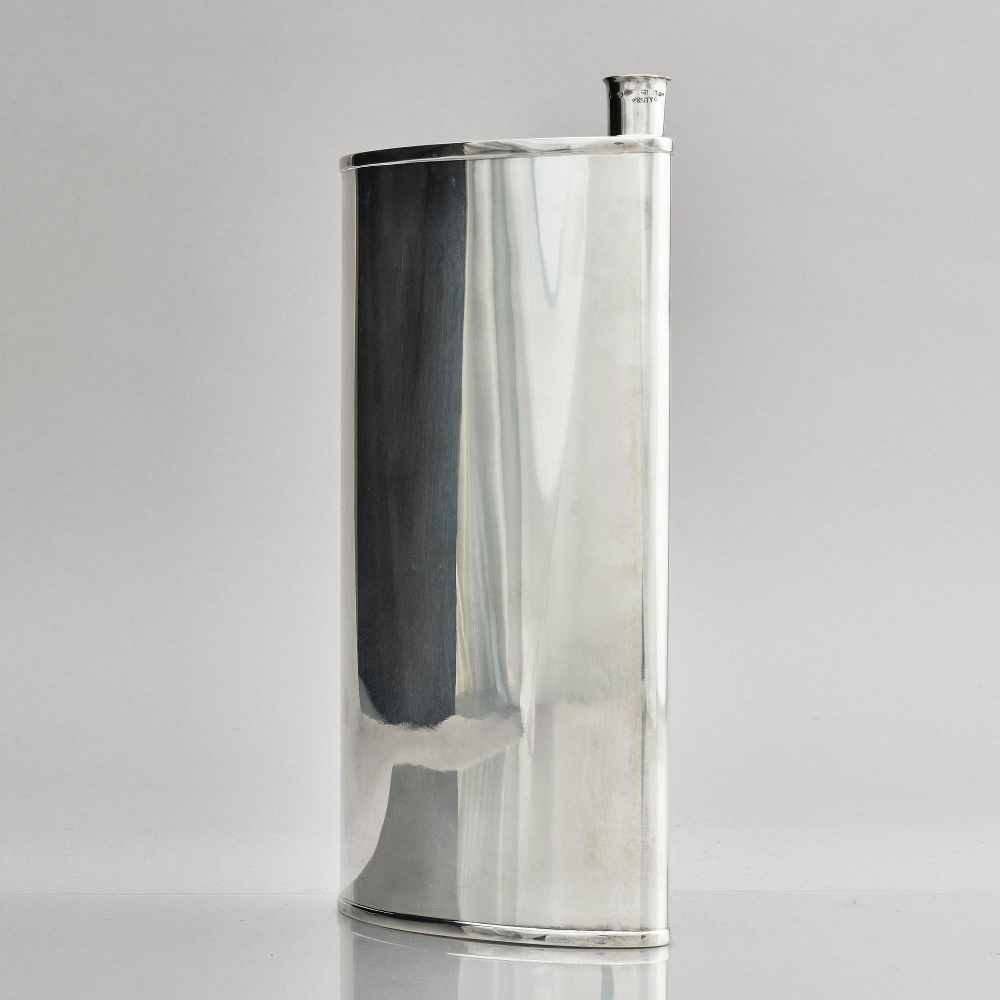 A large silver hip flask, Kultakeskus, Hämeenlinna, Finland 1970.
