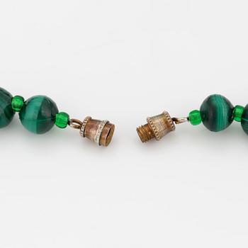 A malachite bead necklace.