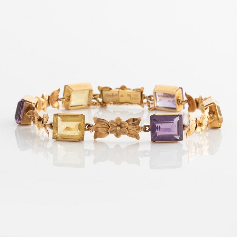 Bracelet, Stigbert, gold with amethysts and citrines.