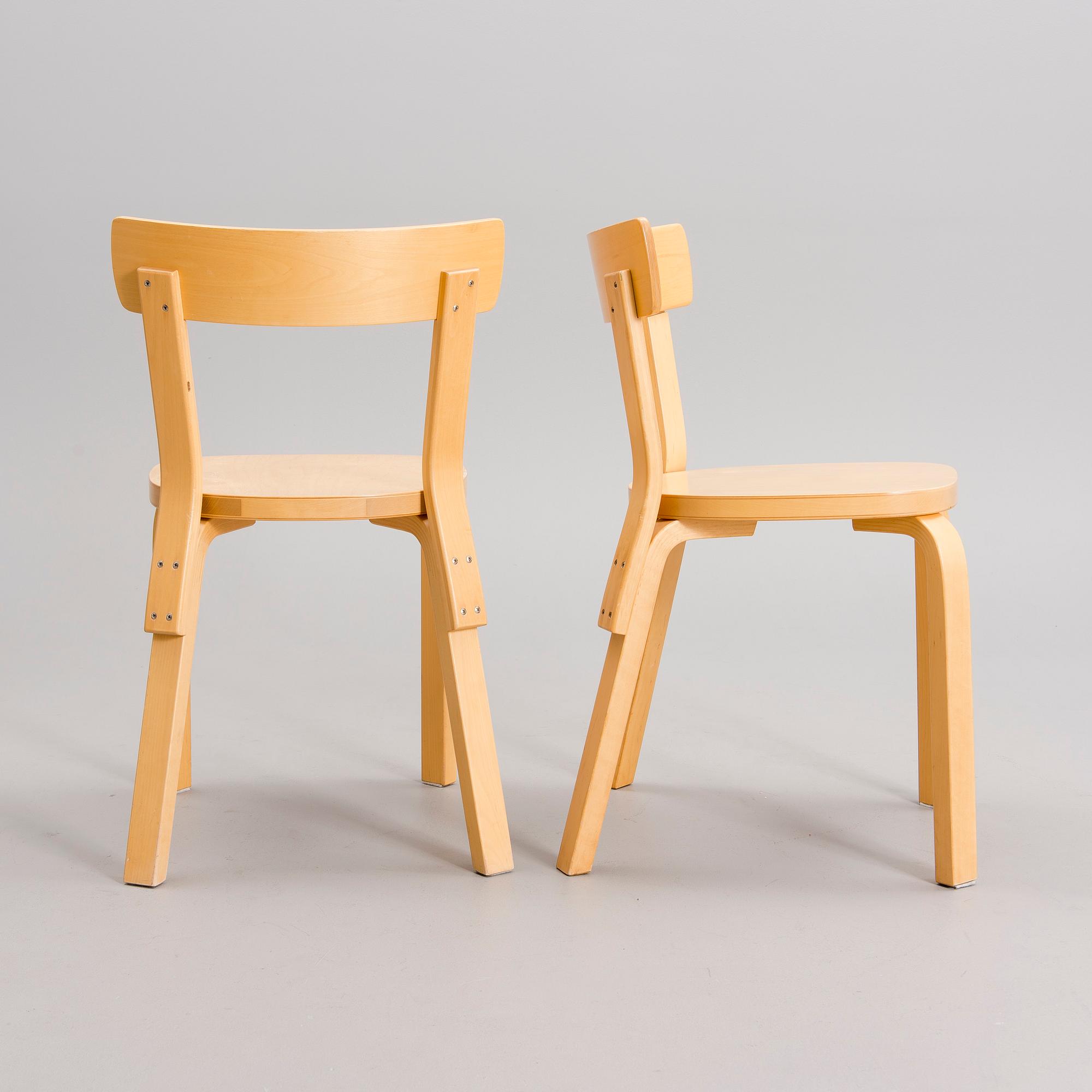 A set of 4 chairs model 69, for Artek Finland, late 20th century.