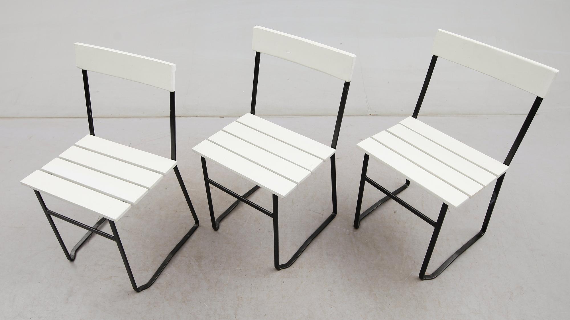 TRÄDGÅRDSSTOLAR, 3 st, 1900-talets mitt.