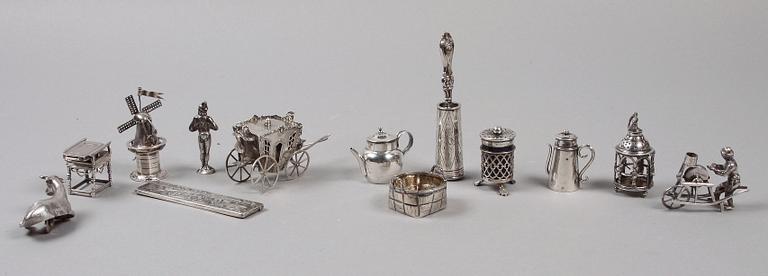 PARTI SILVER, 13 delar, bla Holland, England och Ryssland, 1800-1900-tal.