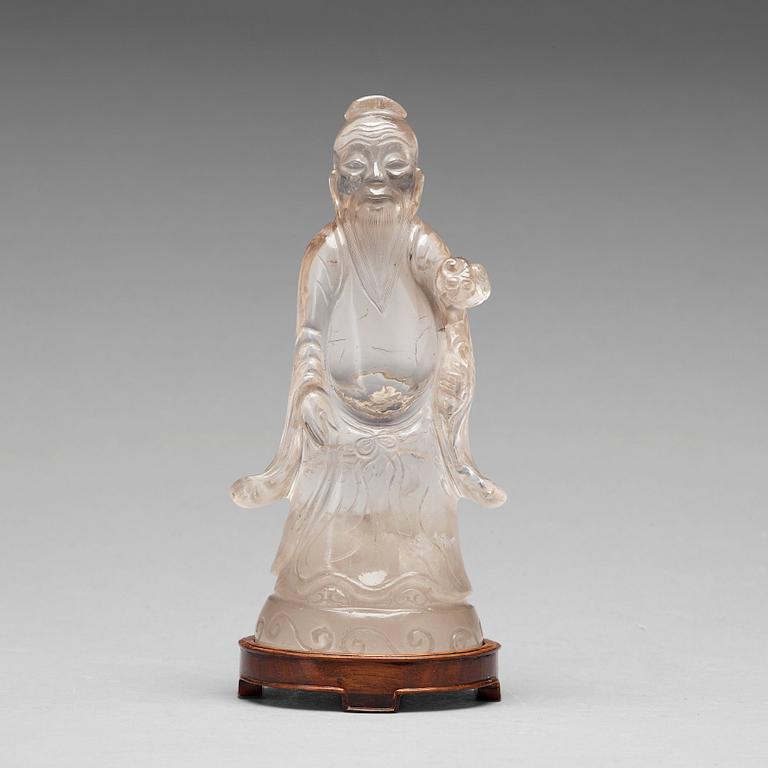 A rock chrystal figure of Shoulau, late Qing dynasty.