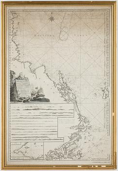 Fredrik Akrel · KARTA, kopparstick, Fredrik Akrel, "Kusten från Söderhamn", sent 1700/1800-tal.