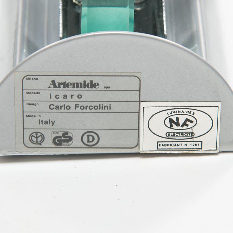 Carlo Forcolini, vägglampor, ett par, "Icaro", postmodern, Artemide, Italien, 1980-tal.