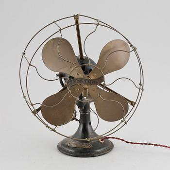 A desk fan, model Orbit, made by Veritys Ltd, Birmingham, early 20th century.