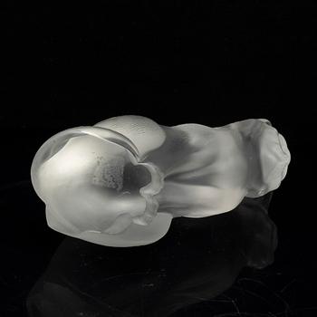 RENE LALIQUE, figurin i form av katt, signerad Lalique France, gjutet glas 1900-talets senare del.
