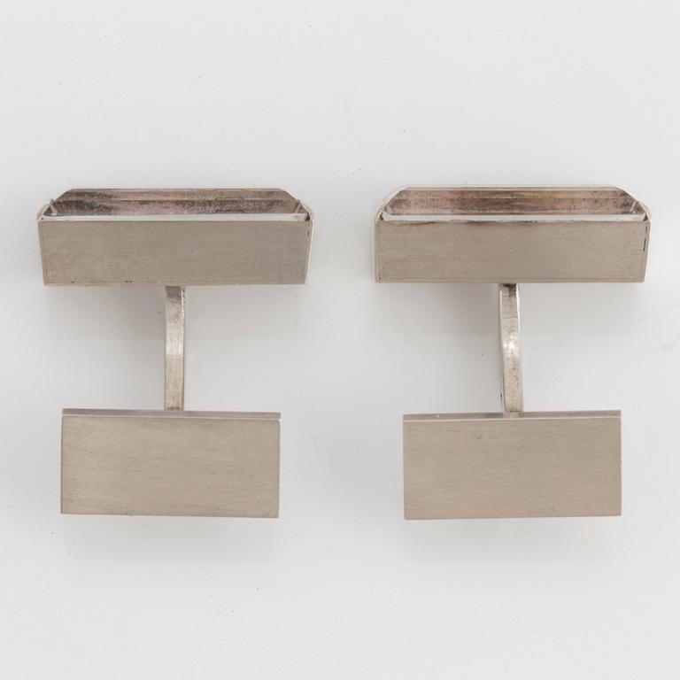 Wiwen Nilsson, manschettknappar, ett par, bergkristall och sterling silver, Lund 1966.