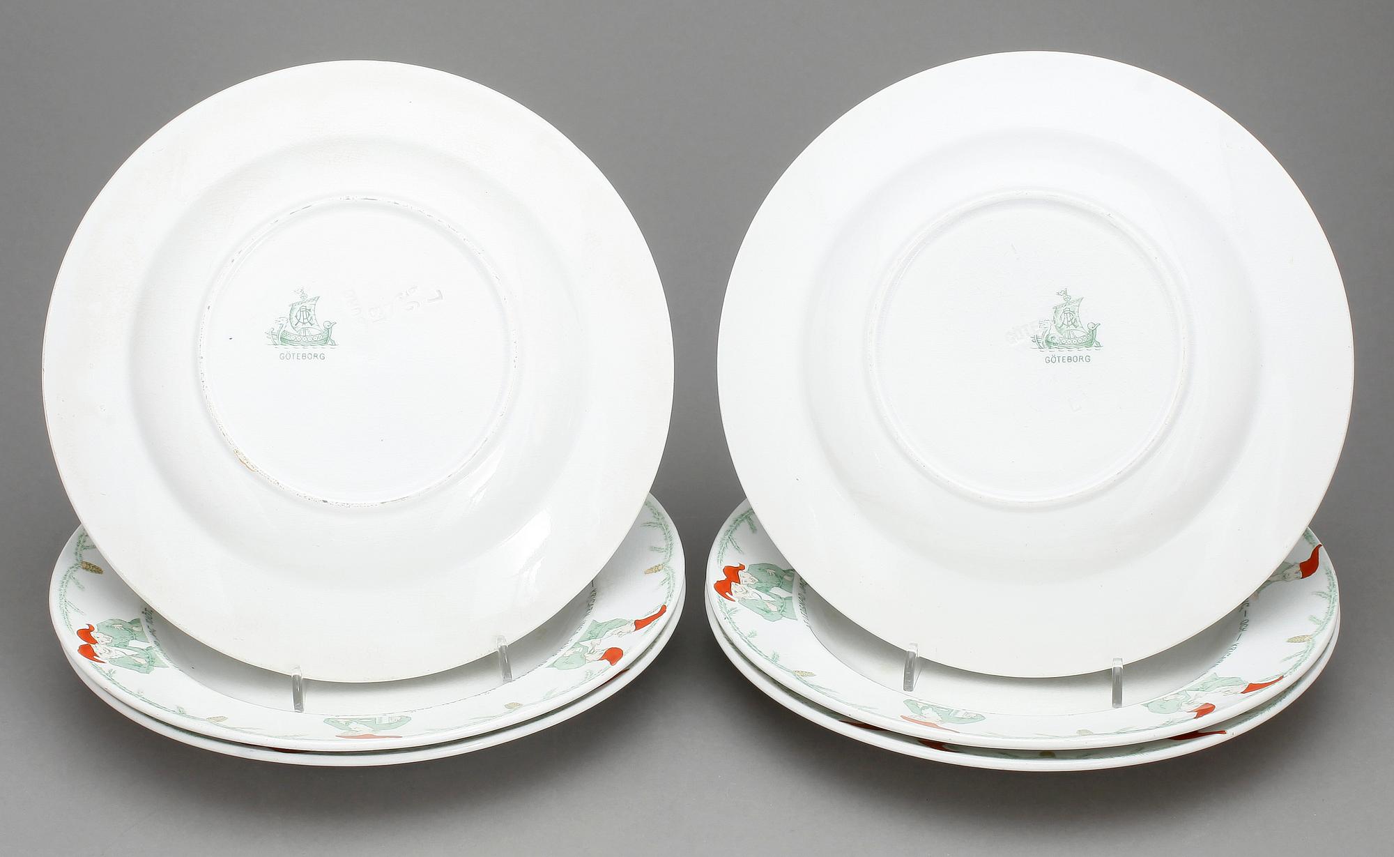 GRÖTTALLRIKAR, 6st, Göteborg, kring sekelskiftet 1900.