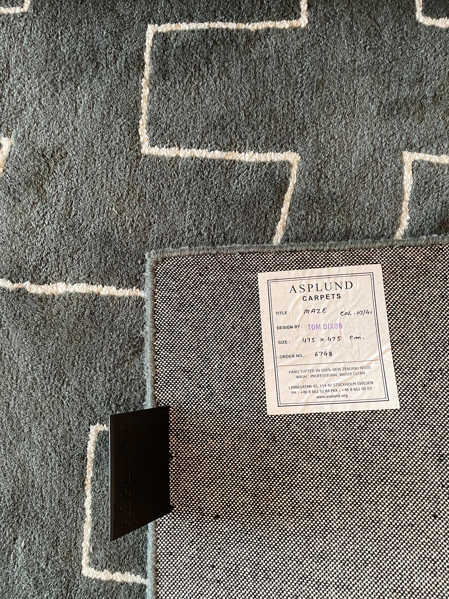 Tom Dixon, matta, "Maze", handtuftad, ca 478 x 478 cm, "MAZE By ASPLUND".