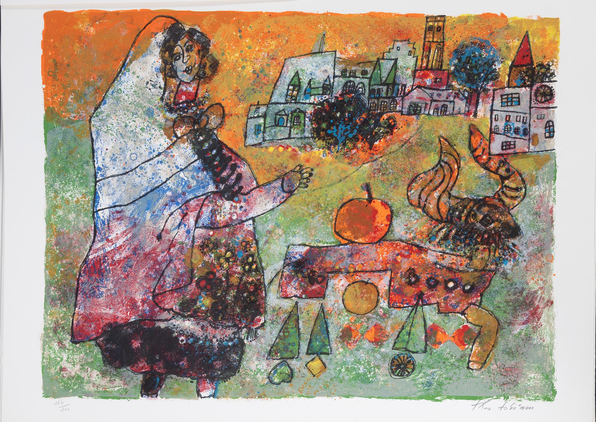 Theo Tobiasse, portfolio with 12 lithographs in colours, 1976, signed 124/200.