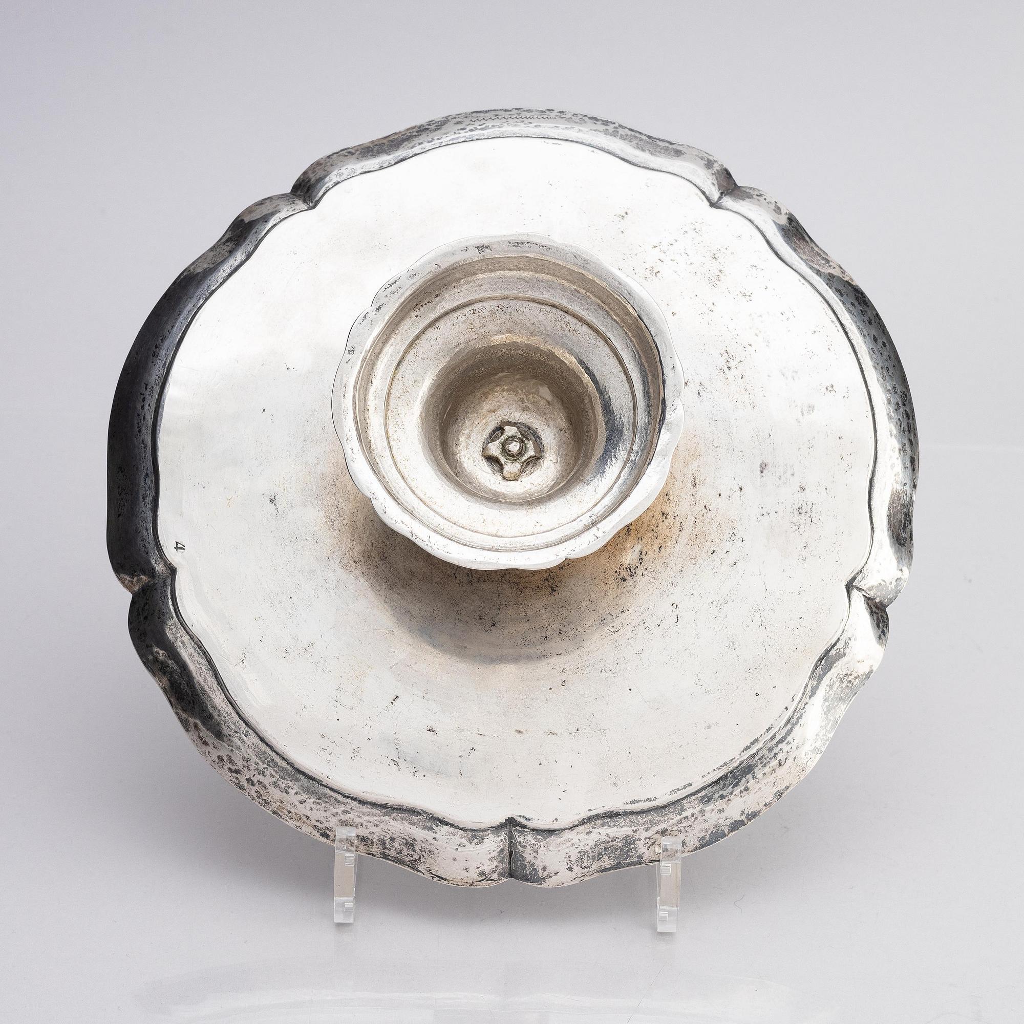 An 18th century silver tazza, mark of Johann Martin I Satzger, Augsburg 1747-1749.