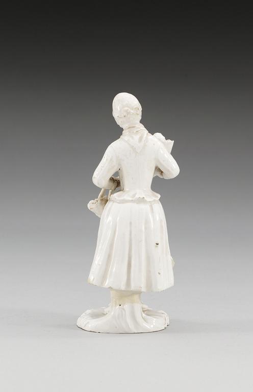 A Swedish white glazed Marieberg soft paste figure of a mother and child, period of Sten (1769-1788).