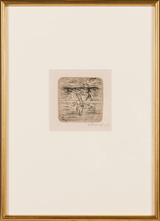 Ellen Thesleff, kuivaneula, laattasigneerattu sekä signeerattu ja päivätty-02 lyijykynällä.