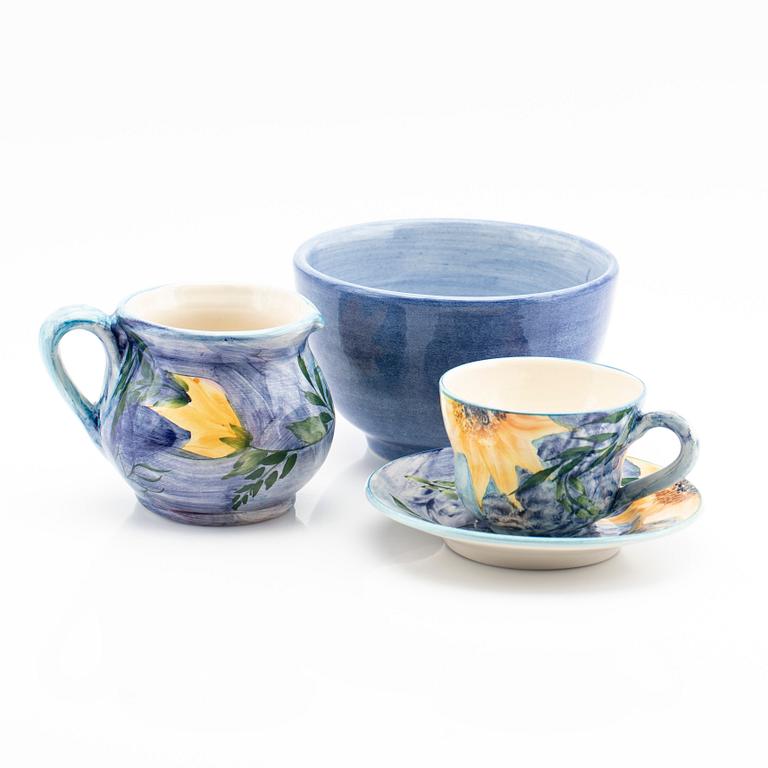 Lena Linderholm, Service, 45 + 8 pieces, ceramics, and glass, 5 pcs, Solimene, Italy, and Bergdala, 21st century.