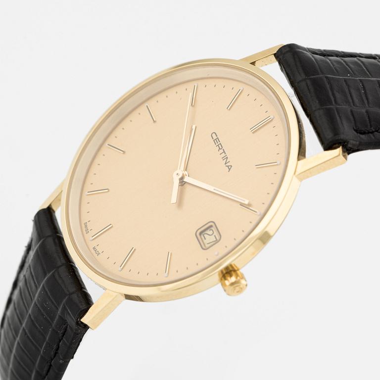 Certina, 18K gold, wristwatch, 33.5 mm.