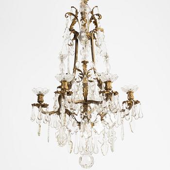 A six-branch rococ-style chandelier, first part 20th century.