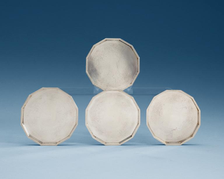A set of four Wiwen Nilsson sterling coasters, Lund 1971.