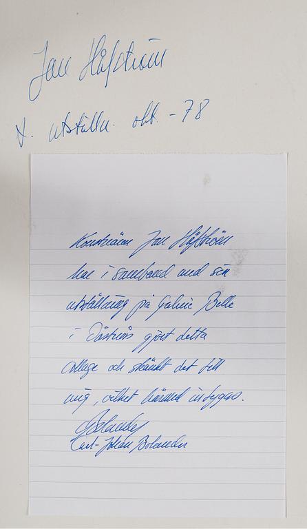 JAN HÅFSTRÖM, objekt/collage, intygad av Carl Johan Bolander.