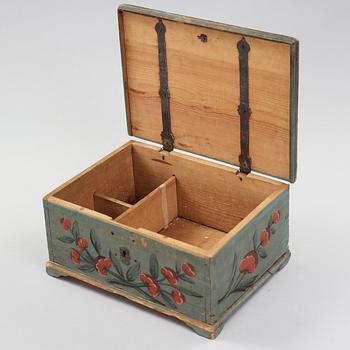 a painted swedish wooden box dated 1812.