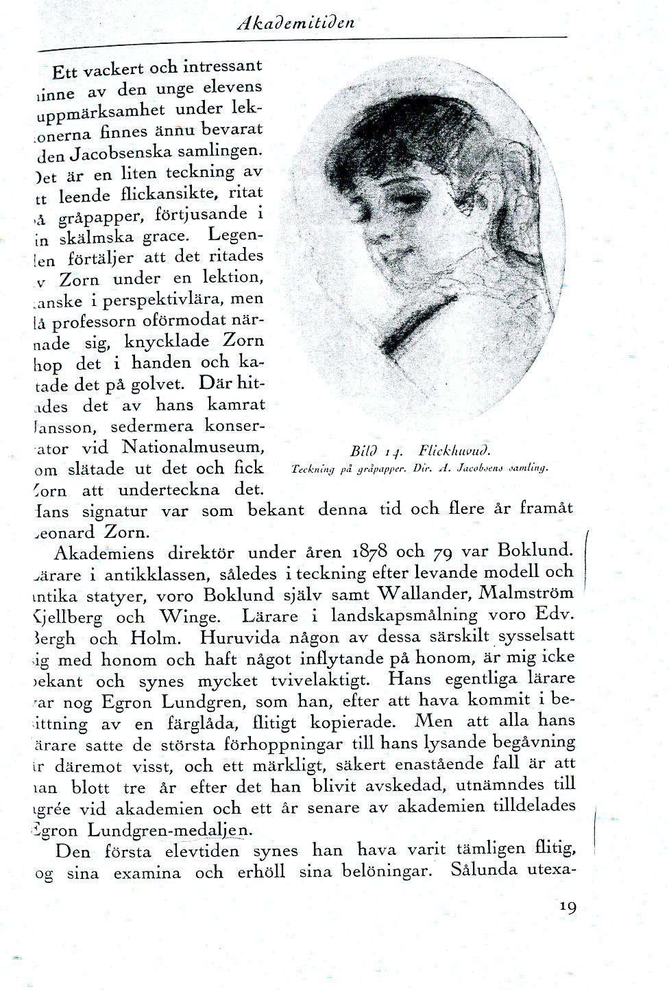 Anders Zorn, kolteckning, signerad med blyerts, troligen utförd omkring 1879.