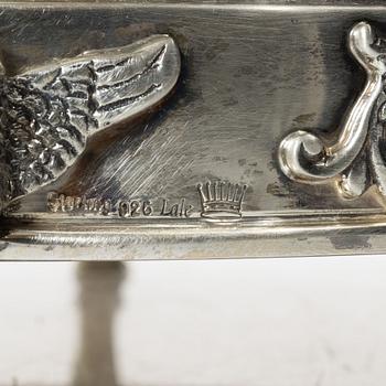 Large covered centerpiece bowl, silver, Empire style, 20th Century.