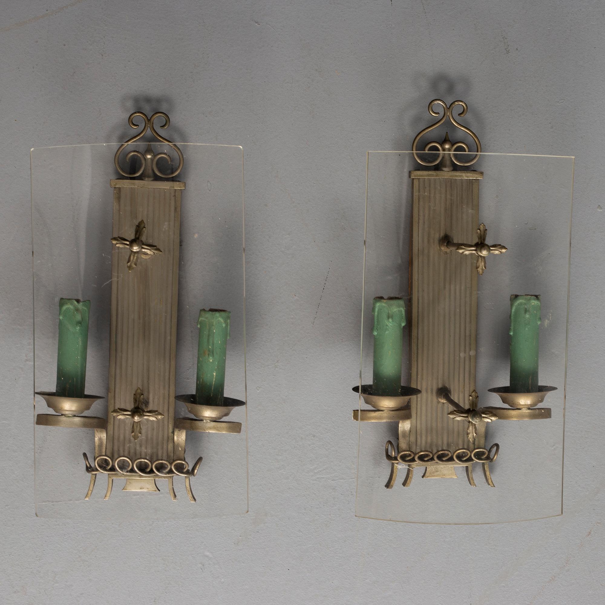 VÄGGLAMPETTER, ett par, Art Déco, 1920-tal.