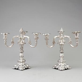 A pair of silver candelabras from CG Hallberg, Stockholm 1935.